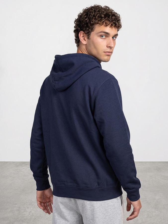 R&B Men Light Blue Graphic Print Hooded Long Sleeves Sweatshirt