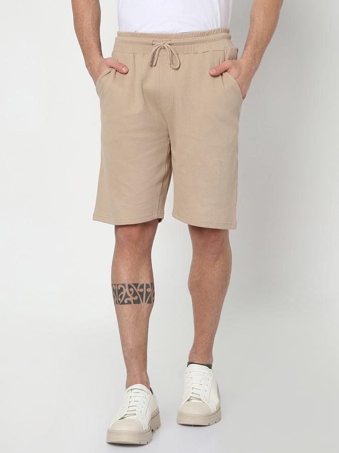 Men Regular Fit Knit Shorts with Insert Pockets image number 0