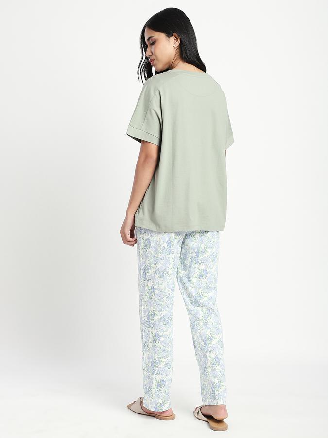 R&B Women Dusty Mint Floral Print Pyjama Set