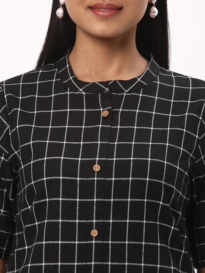 Women Checked Straight Kurta image number 3