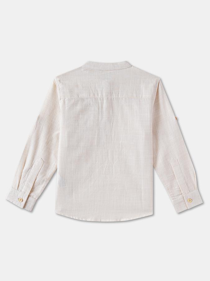 Boys Regular Fit Full Sleeve Mandarin Collar Shirt