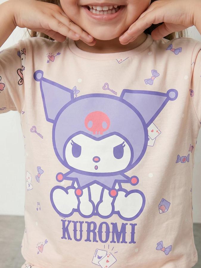 R&B Pink Girls Printed Short Sleeves Clothing Set