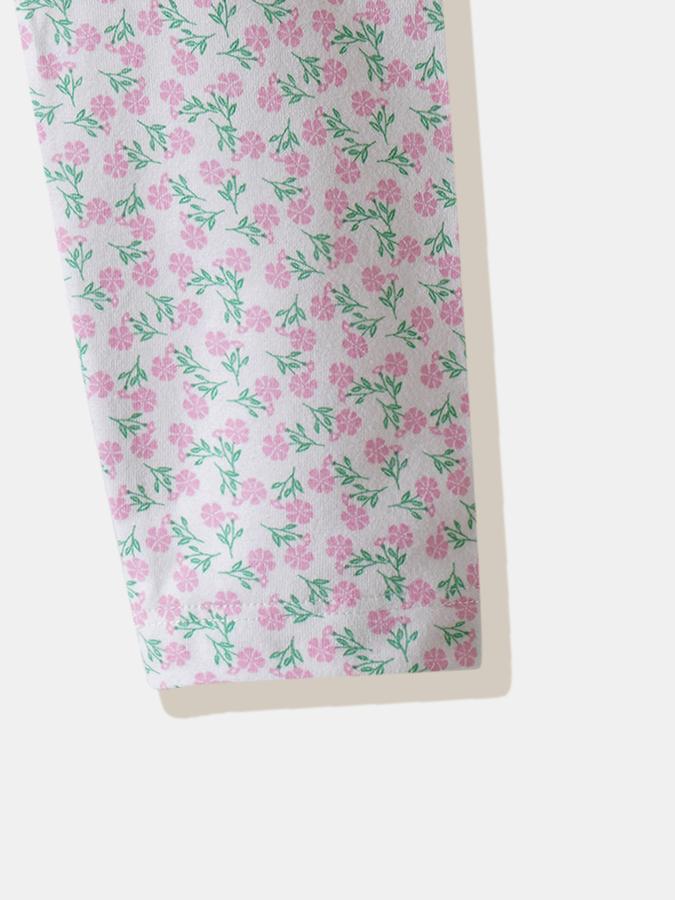 Girls Cotton Blend Skinny Fit Elastic Waist Printed Leggings