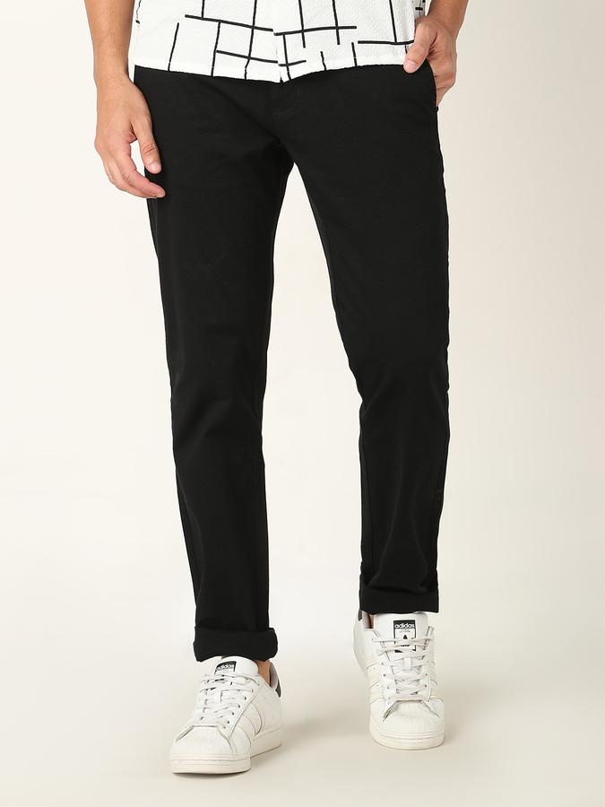 Men Slim Fit Flat-Front Trousers image number 0