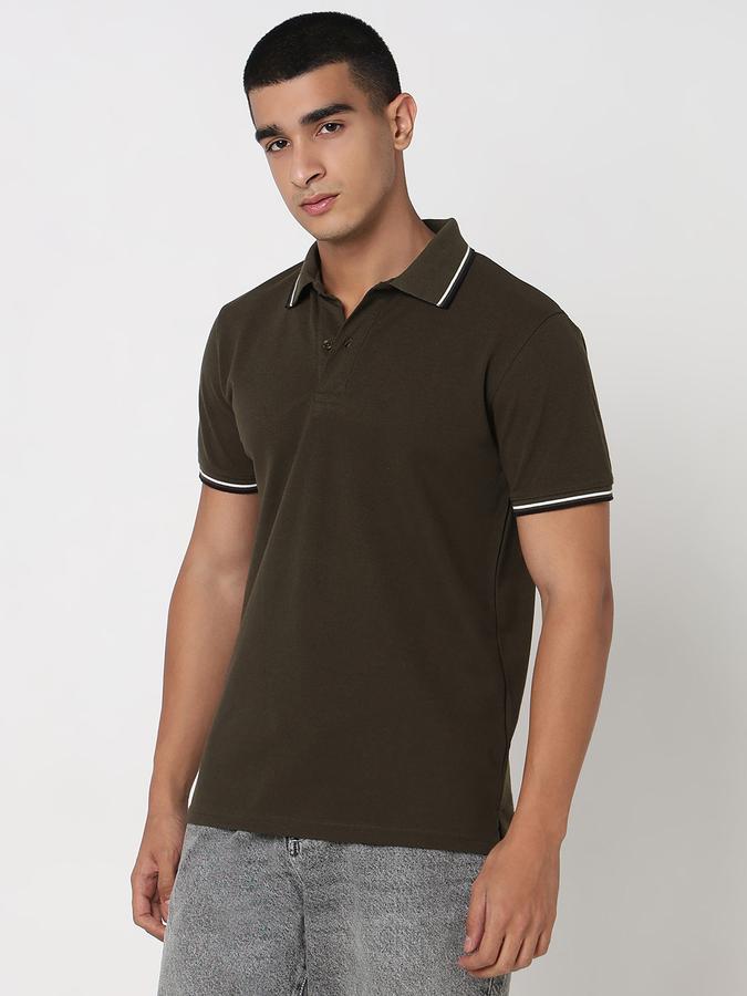 MENS Short Sleeves SOLID POLO WITH TIPPING COLLAR AND CUFF - DRY FIT image number 2