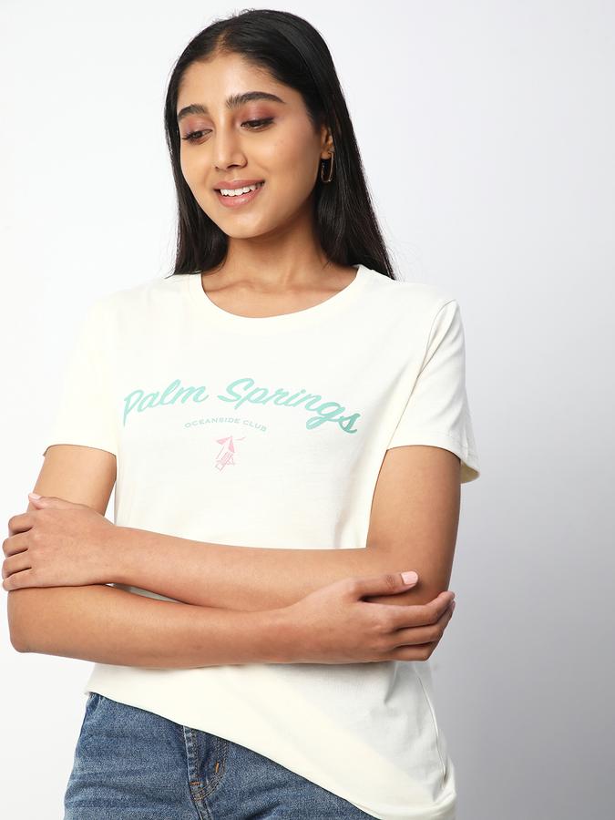 Women Cotton Regular Fit Crew Neck Graphic T-shirt