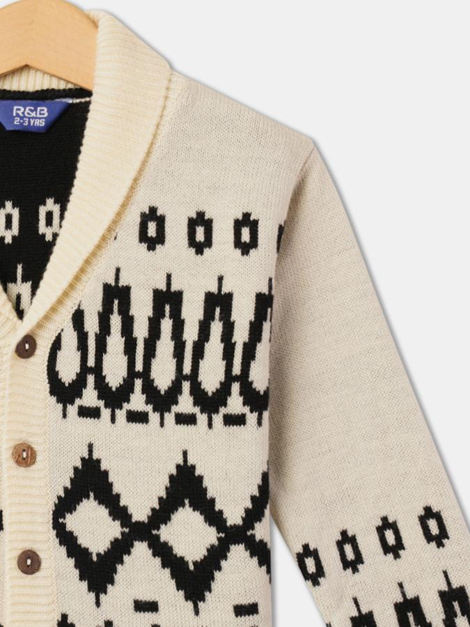 R&B Boys' Ivory Printed Sweater