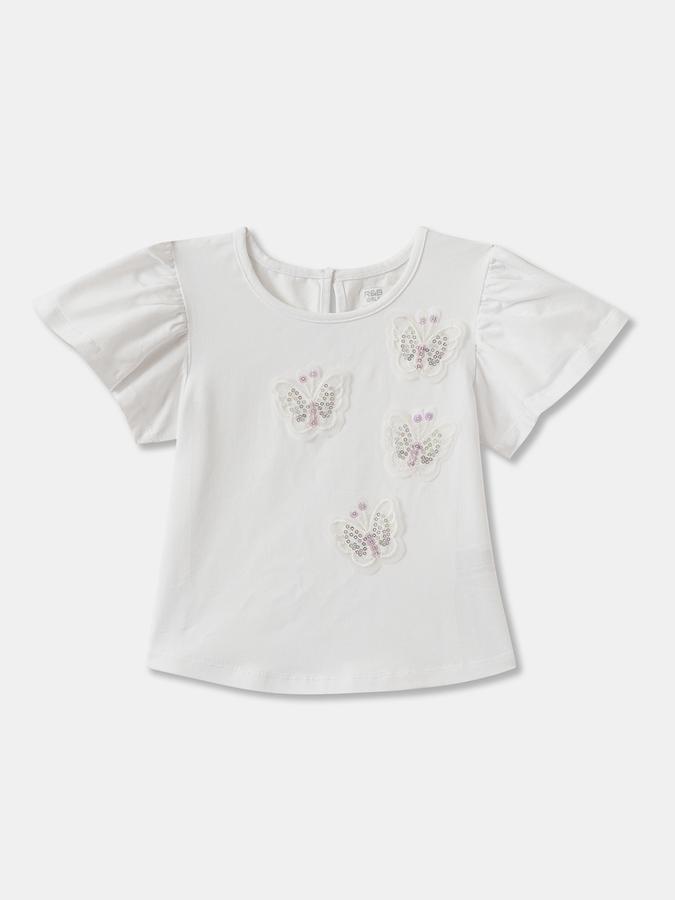 Girls Floral Print Ruffled Sleeve Top and Skirt Set