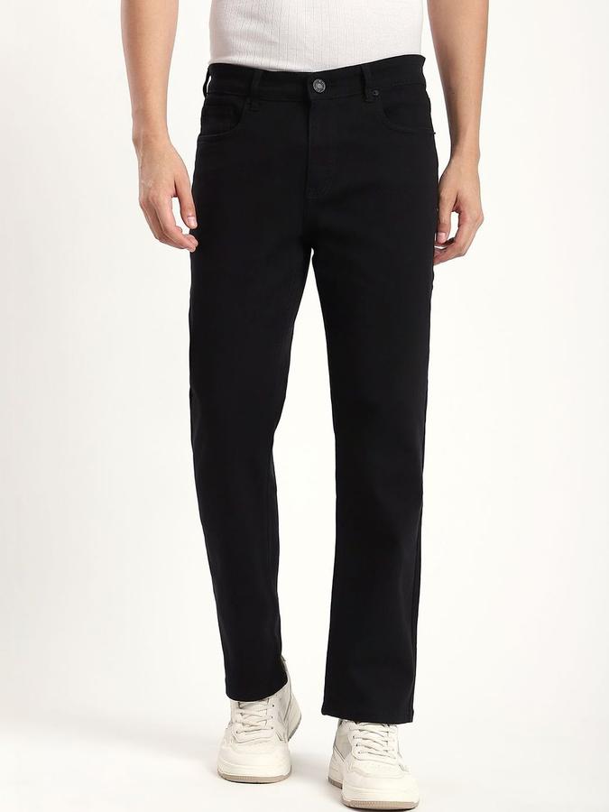 R&B Men Black Straight Fit Mid-Rise Jeans