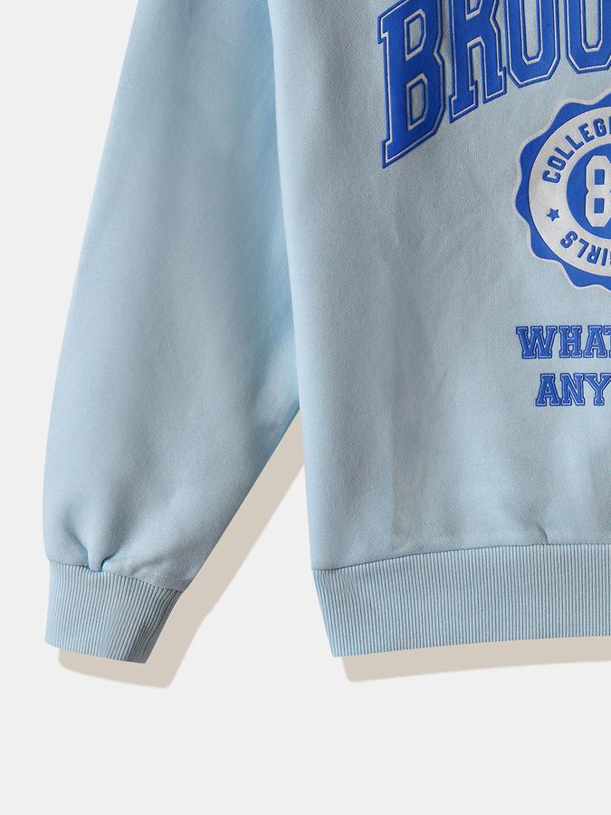 Girls Fleece Regular Fit Crew Neck Graphic Sweatshirt