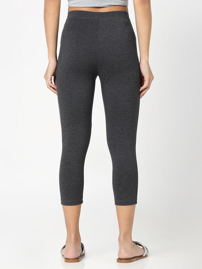 R&B Women Anthra Melange Solid Capri Leggings