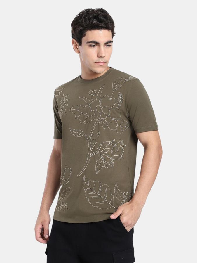 R&B Olive Embroidered Men Short Sleeve T-shirt