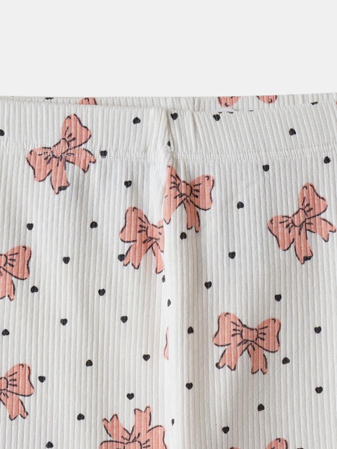 Girls Cotton Fitted Elastic Waist Printed Leggings