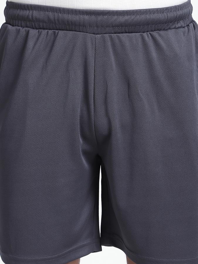 Men Polyester Regular Fit Elastic Waist Solid Shorts