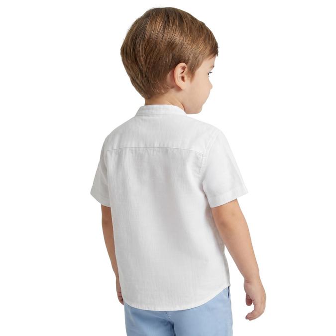 R&B White Solid Boys Mandarin Collar Short Sleeves Shirt 