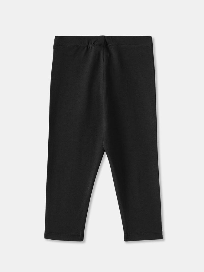 Girls Cotton Blend Fitted Elastic Waist Solid Leggings