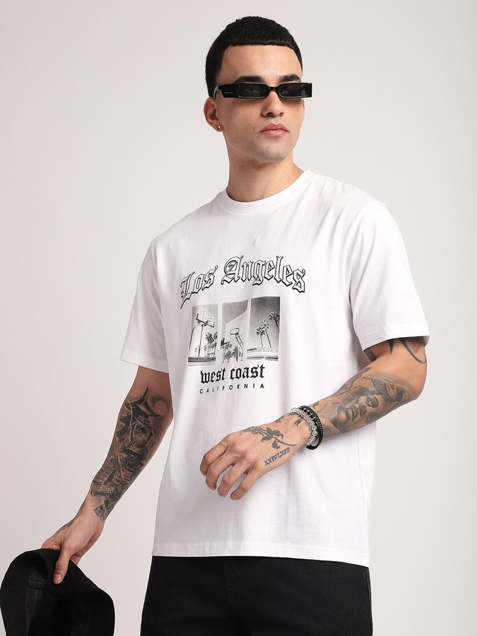 Men Cotton Relaxed Fit Crew Neck Graphic T-shirt