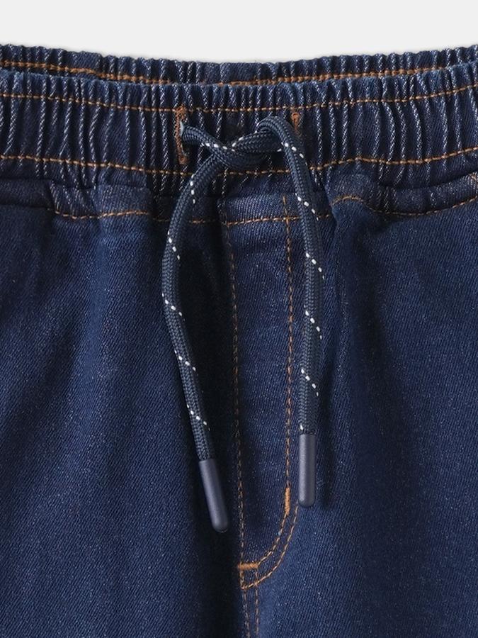 Boys Polycotton Relaxed Fit Drawstring Waist Faded Jeans