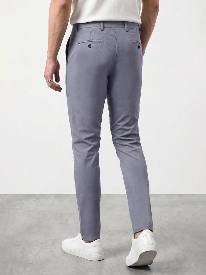 R&B Men's Dusty Blue Slim Fit Trousers