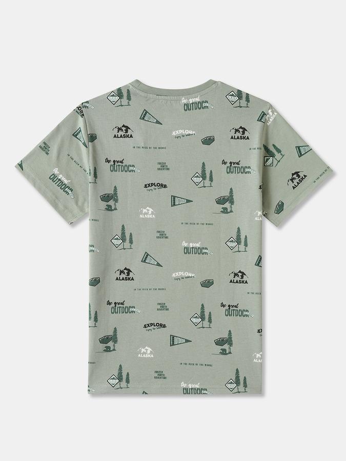 Boys Cotton Regular Fit Crew Neck Graphic T-shirt
