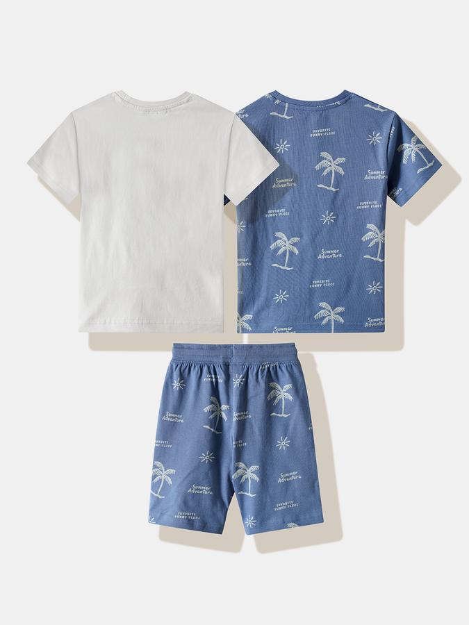 Boys Cotton Graphic T-shirt And Graphic Print Shorts Set