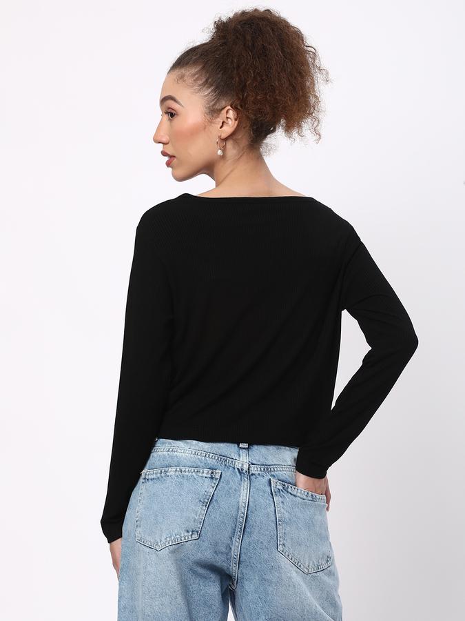 Women Ribbed Slim Fit Scoop-Neck Top image number 2