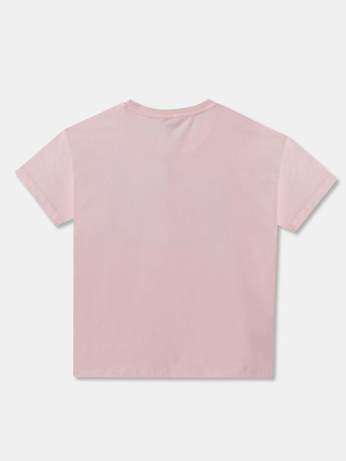 Girls Cotton Regular Fit Crew Neck Graphic T-shirt