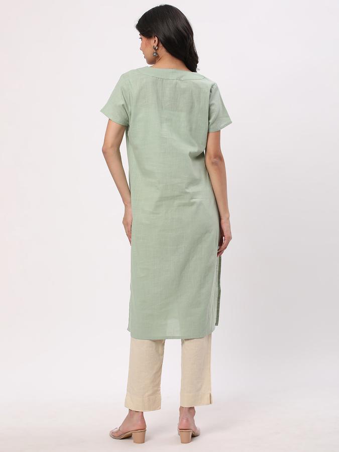 Women V-Neck Straight Kurta image number 2