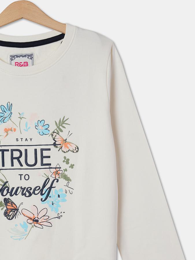 Girls Cotton Regular Fit Long Sleeve Crew Neck Graphic Sweatshirt