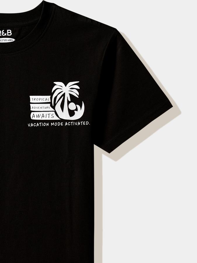 Boys Cotton Regular Fit Crew Neck Graphic T-shirt