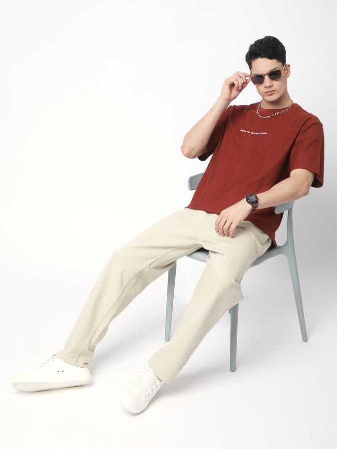 Men Cotton Regular Fit Crew Neck Textured T-shirt