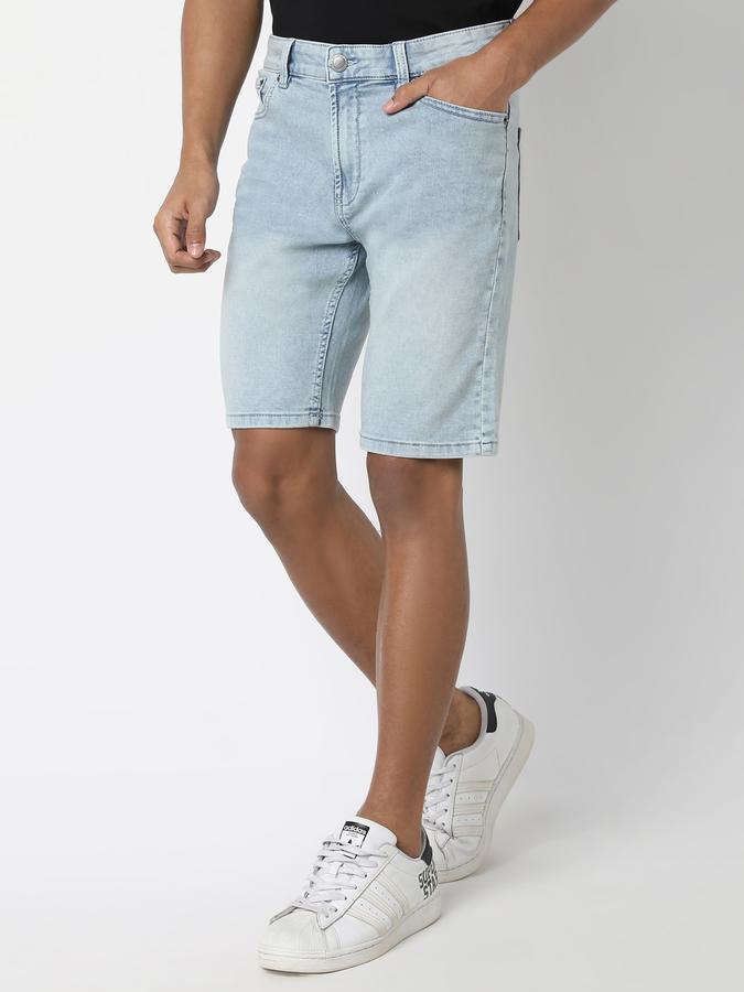 Boys Denim Slim Fit Button Closure Clean Hem Shorts