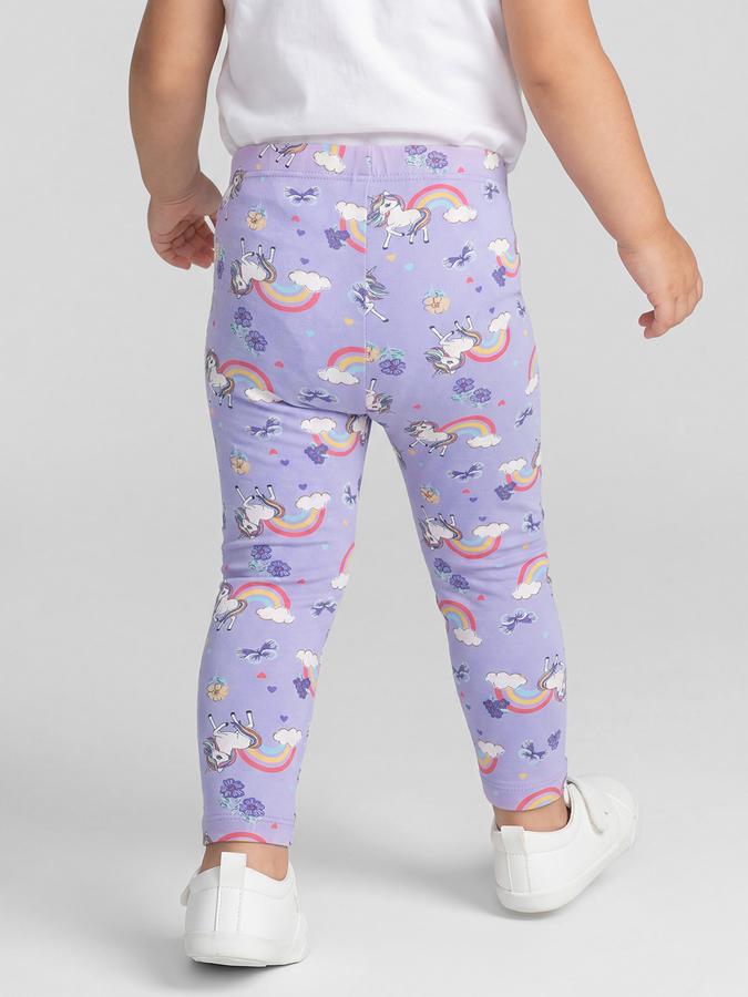 R&B Lavender Graphic Printed Girls Leggings