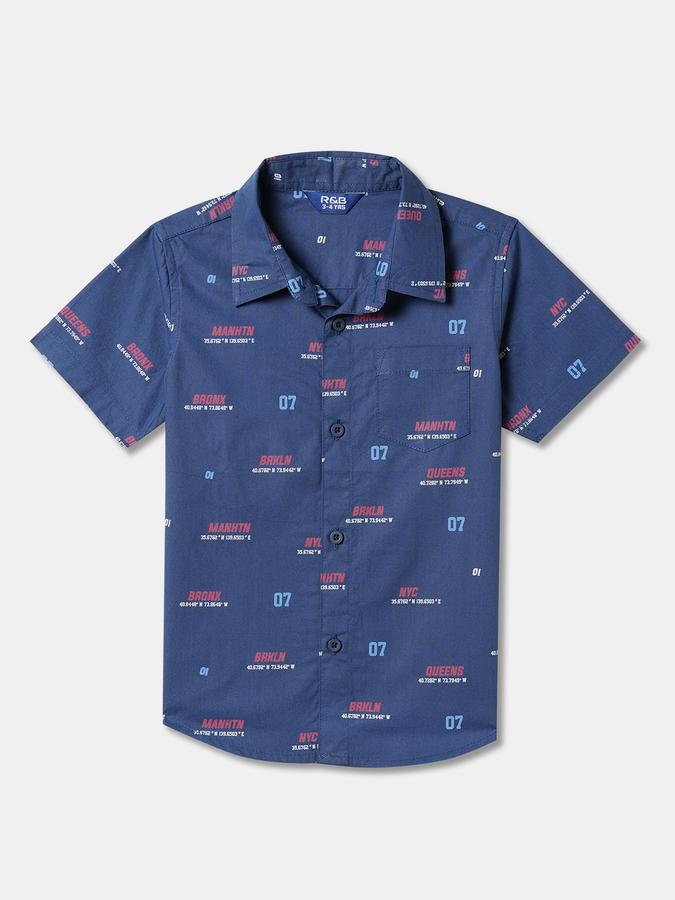 Boys Typographic Print Relaxed Fit Shirt image number 0