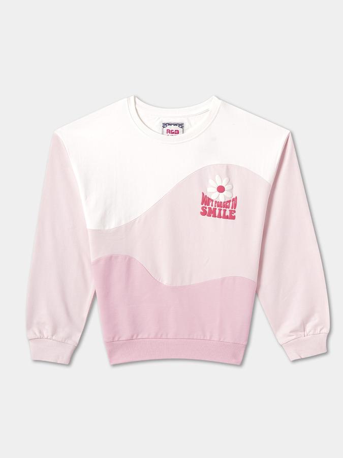 Full Sleeve Self Design Girls Sweatshirt