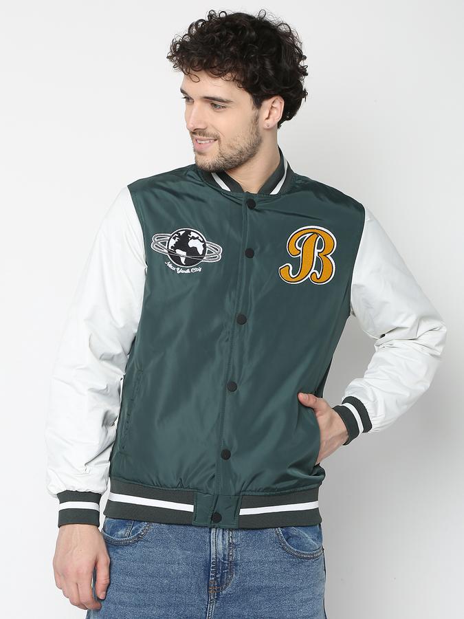 Men Typographic Print Regular Fit Bomber Jacket image number 1