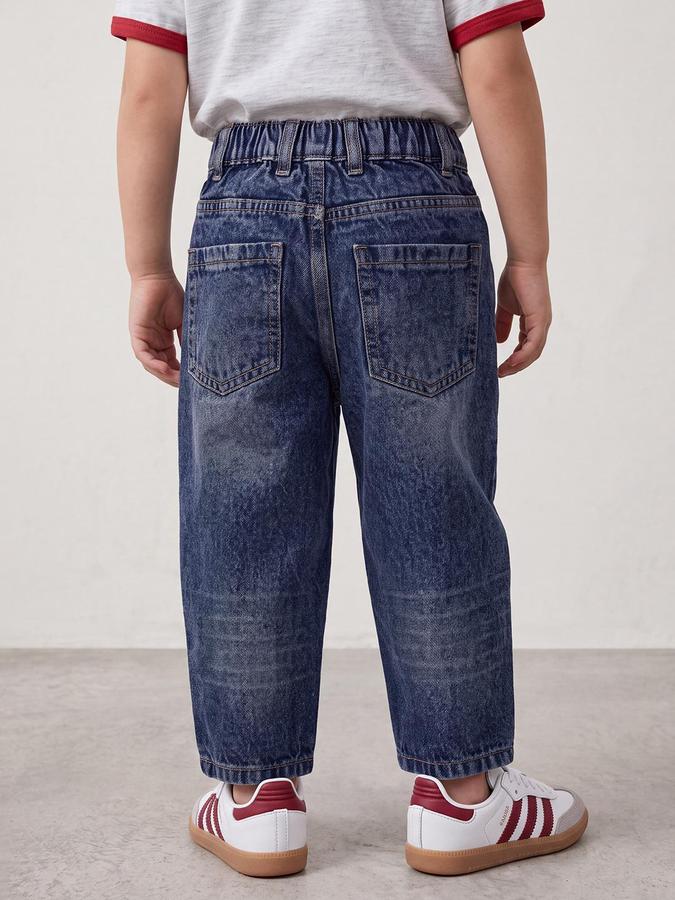 R&B Boys Dark Blue Straight Fit Mid-Rise Denim Jeans