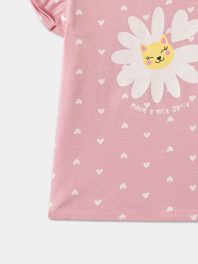 R&B Baby Girls Graphic Print Pure Cotton Regular T Shirt image number 3