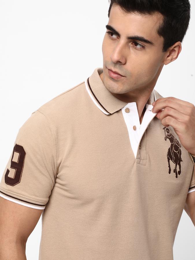 R&B Men Beige T-Shirts
