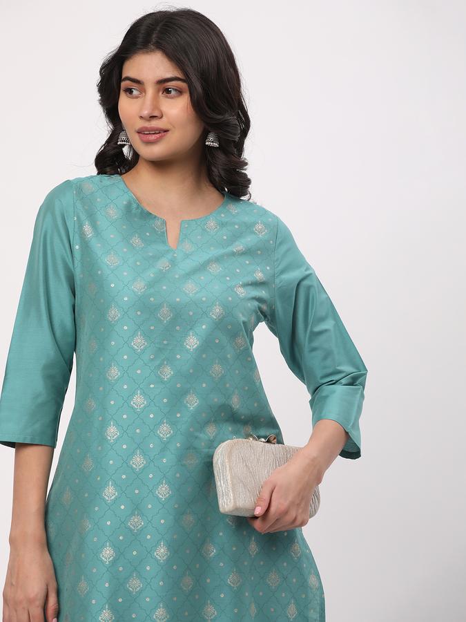 Women Poly Blend Regular Fit Round Neck Printed Kurta