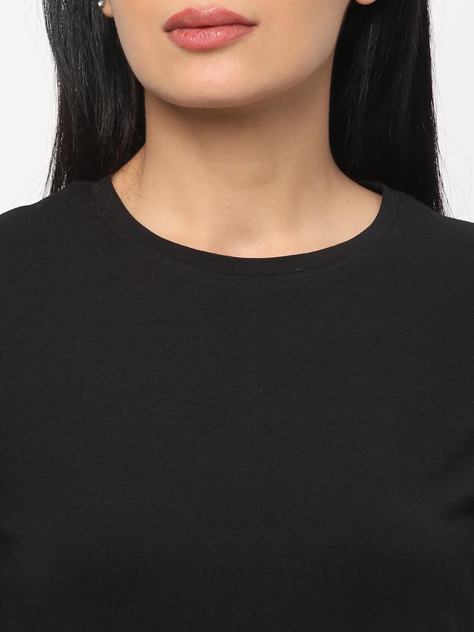 Women Cotton Relaxed Fit Crew Neck Solid T-shirt