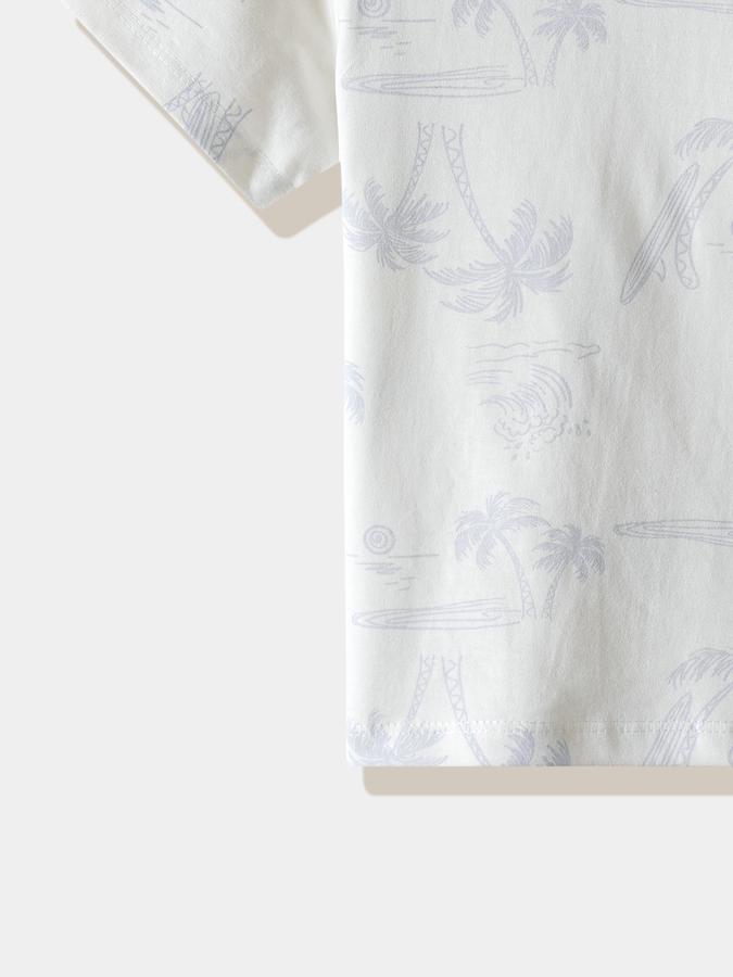 Boys Cotton Regular Fit Crew Neck Tropical Print T-shirt