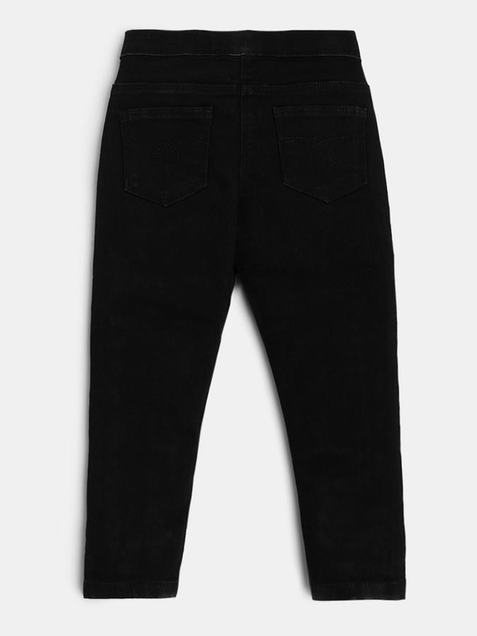 Girls Stretch Denim Skinny Fit Mid-Rise Solid Jeans