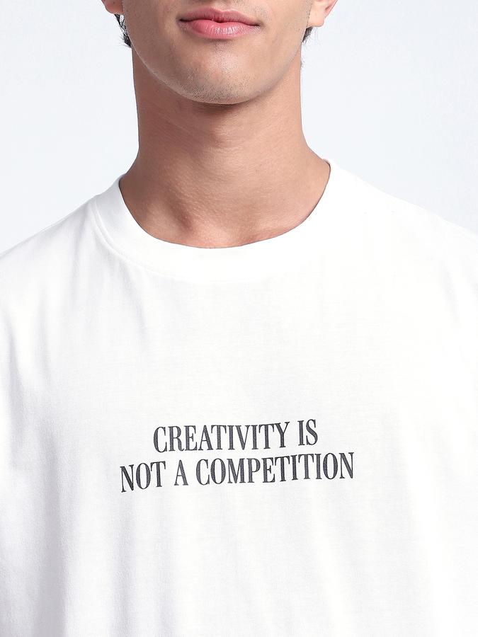 Men Cotton Relaxed Fit Crew Neck Typographic T-shirt