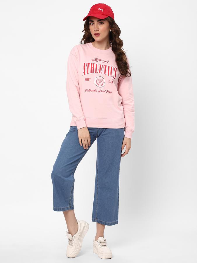 Women Cotton Regular Fit Round Neck Graphic Sweatshirt
