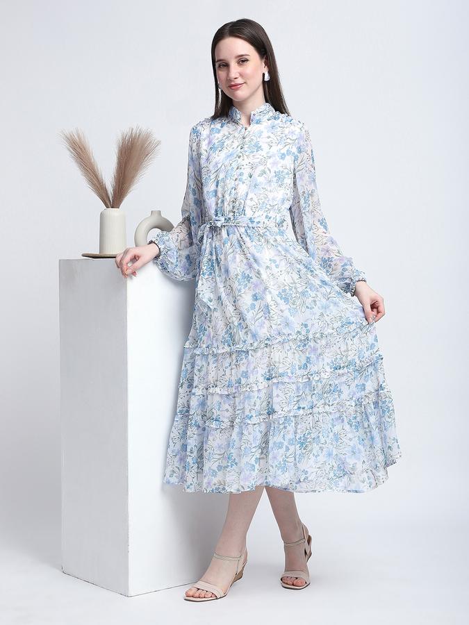 Women Polyester A-Line Midi Floral Dress