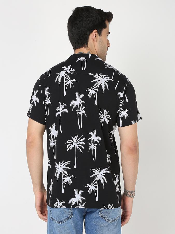 Men Cotton Regular Fit Cuban Collar Printed Shirt