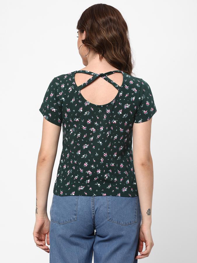 Women Cotton Regular Fit Round Neck Floral Top