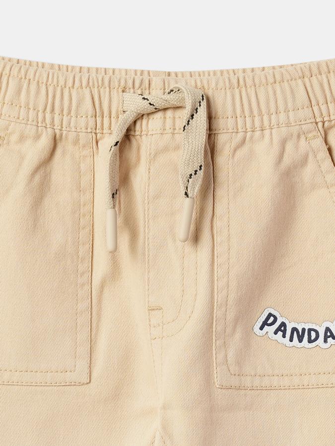 Patch-Work Straight Fit Pants with Elasticated Drawstrings Waist image number 3