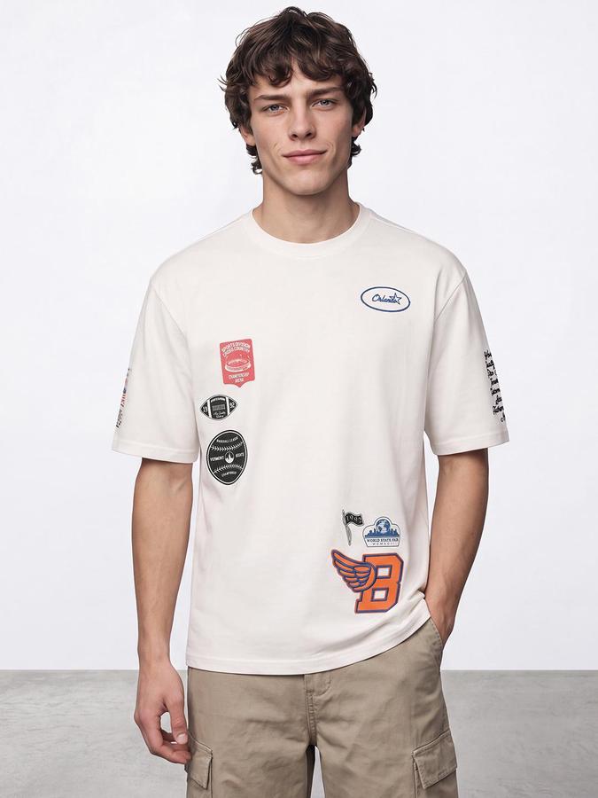 R&B Men White Short Sleeve Round Neck Typography Back Print T-Shirt